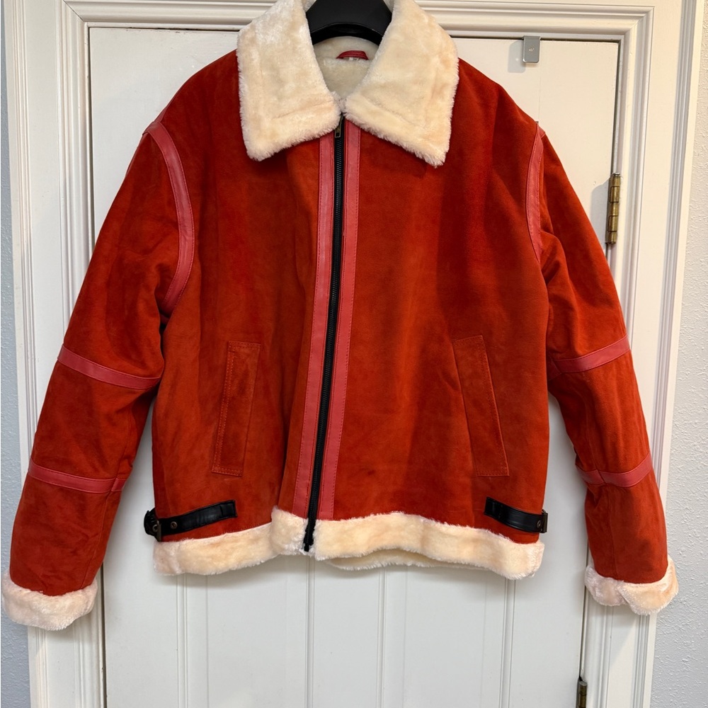 Red and Cream Shearling Jacket—Ryan Reynolds Spirited movie style